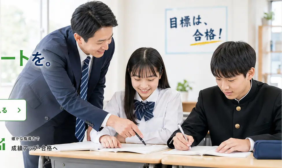 講師が生徒に個別指導をしている明るい教室